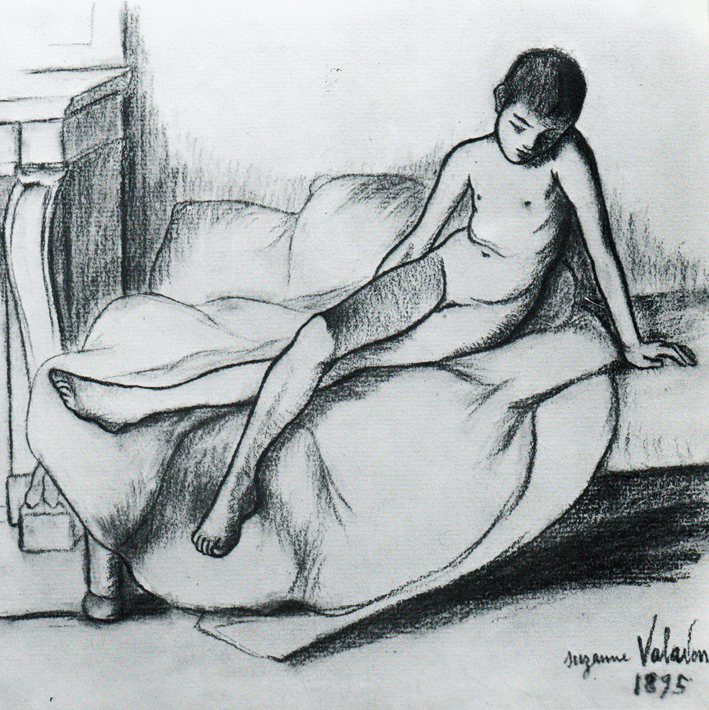  Suzanne Valadon —— utrillo nude sitting on a couch 1895